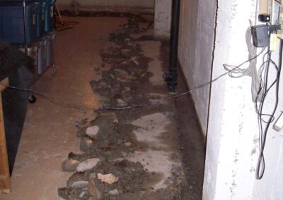 moist water in basement shown