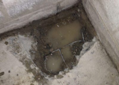 wet basement puddle shown