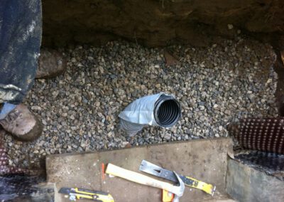 drainage pipe installation shown